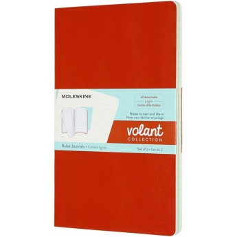 Блокнот MOLESKINE VOLANT POCKET, линейка, оранжевый/голубой